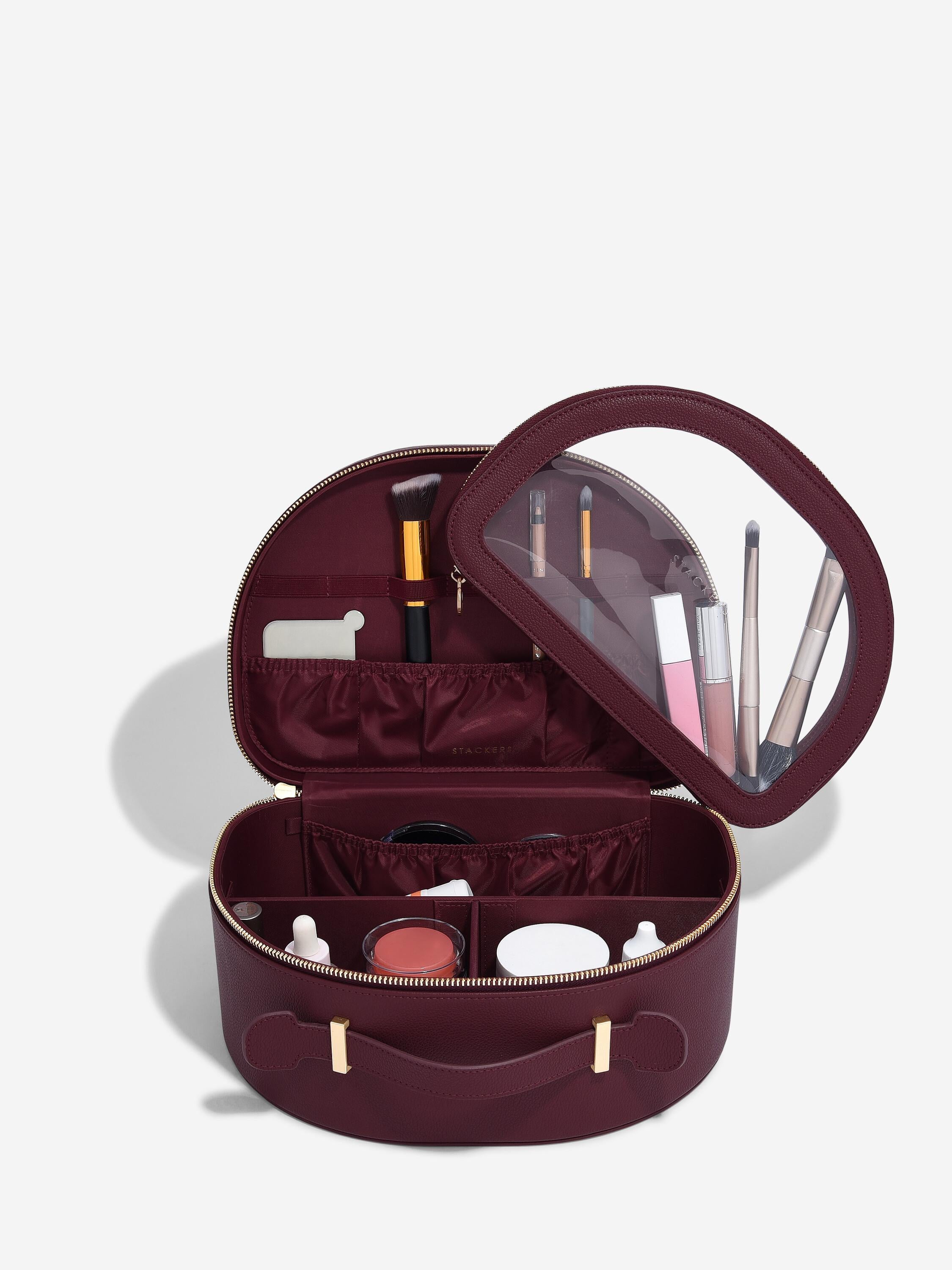 burgundy travel makeup bag Stackers Burgundy Vanity Case