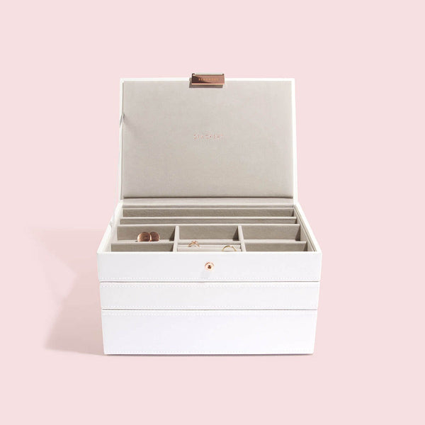 White & Rose Gold Classic Jewellery Box - Jewellery Box - Stackers Australia
