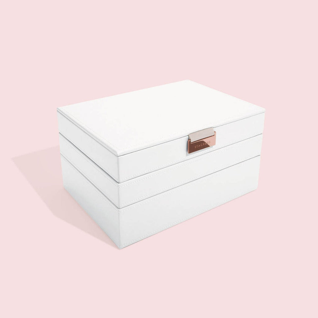 White & Rose Gold Classic Jewellery Box Stackers