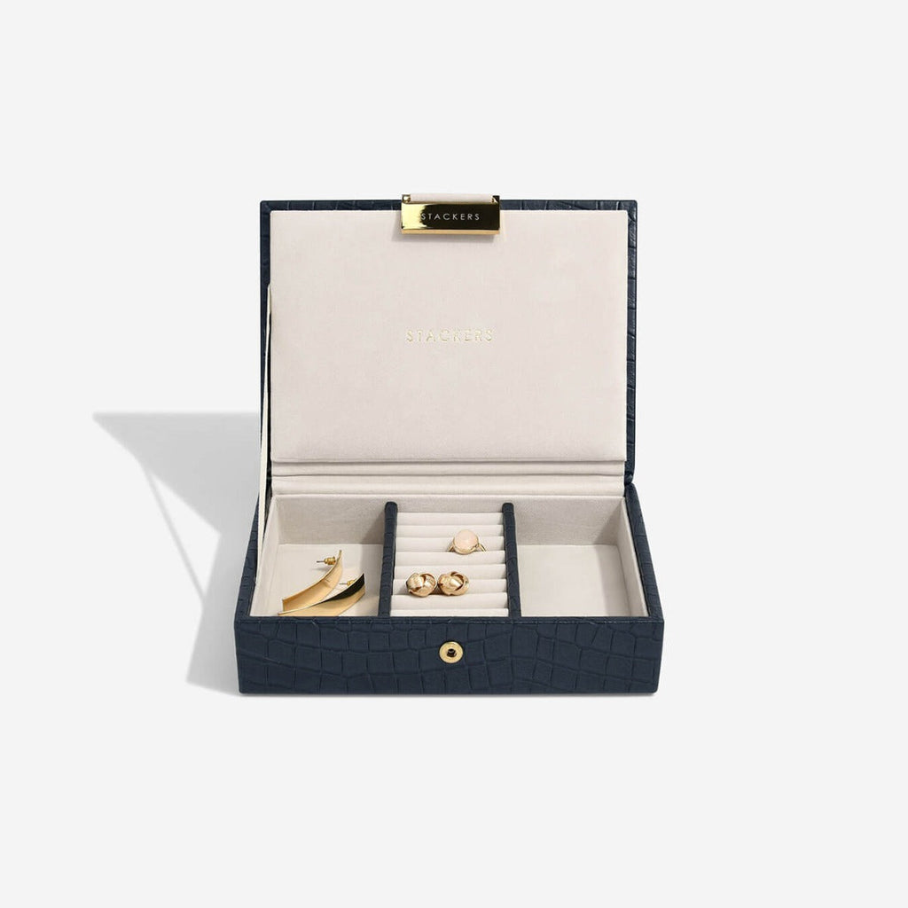 Navy Croc Mini Jewellery Box Stackers