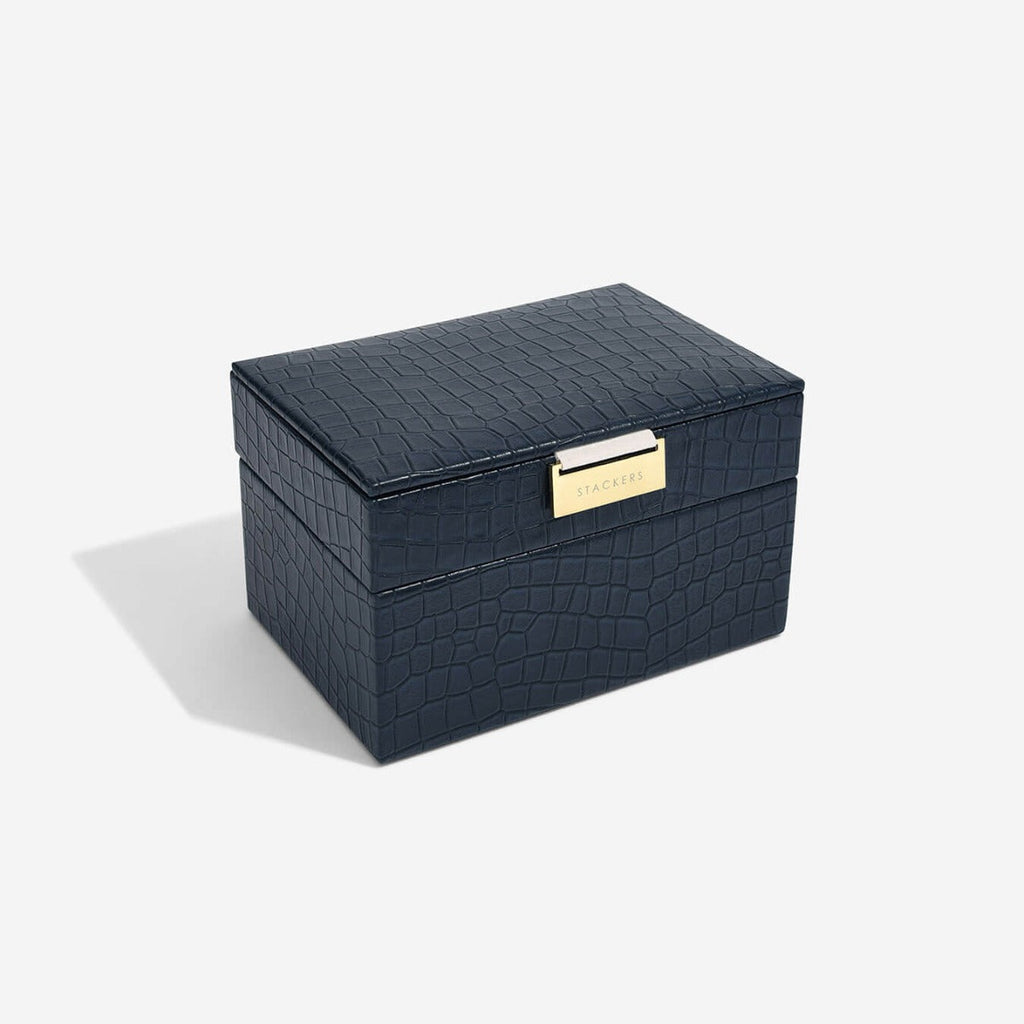 Navy Croc Mini Jewellery Box Stackers