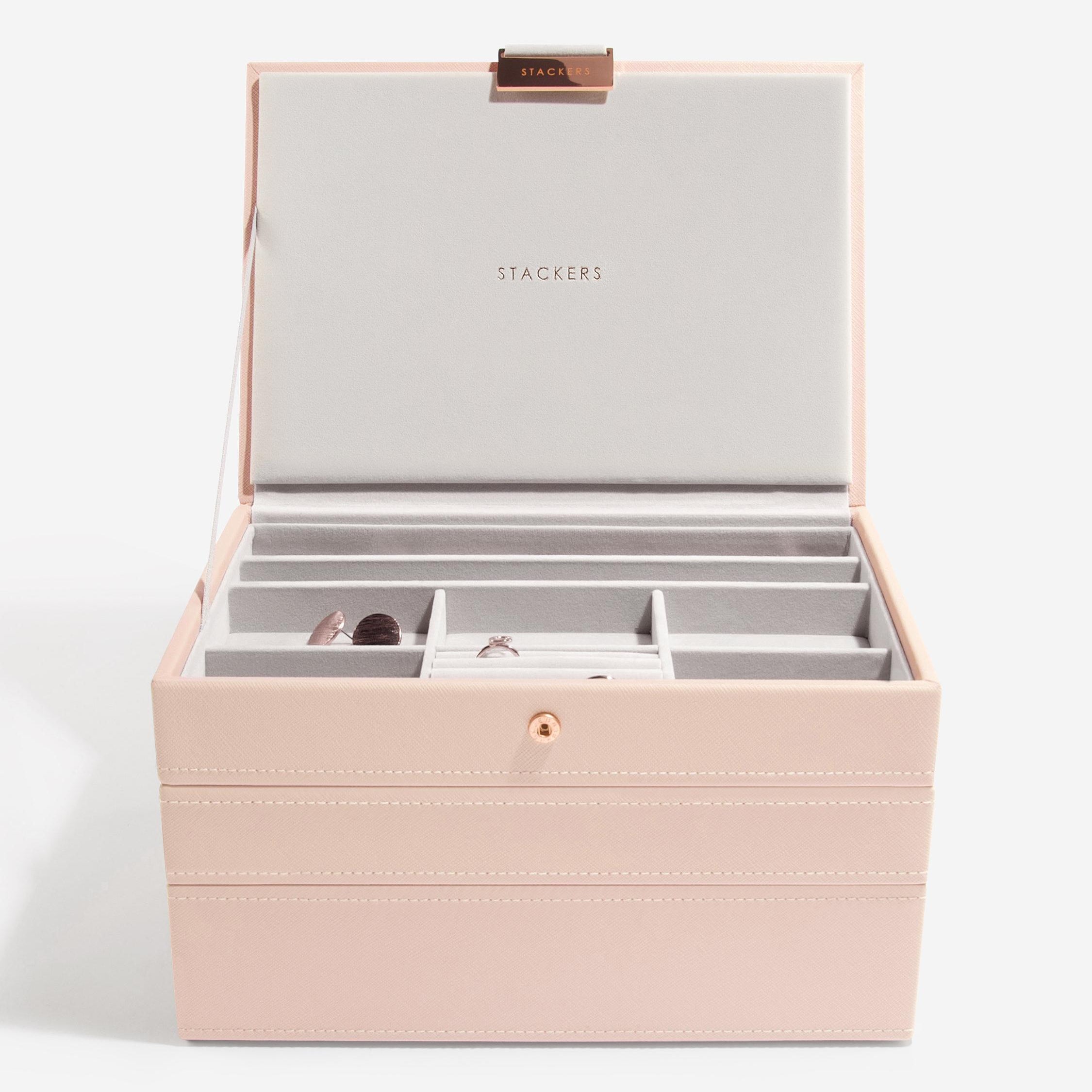 Stackers Blush Classic Jewellery Box | Modular Velvet-Lined Storage ...