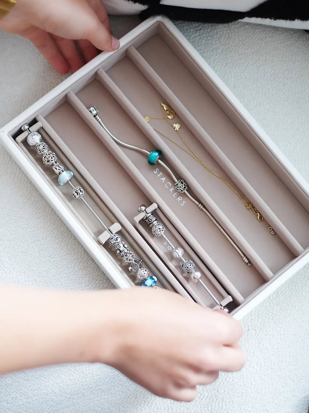 Long Grey Velvet Charm Bar - Jewellery Box Accessories - Stackers Australia