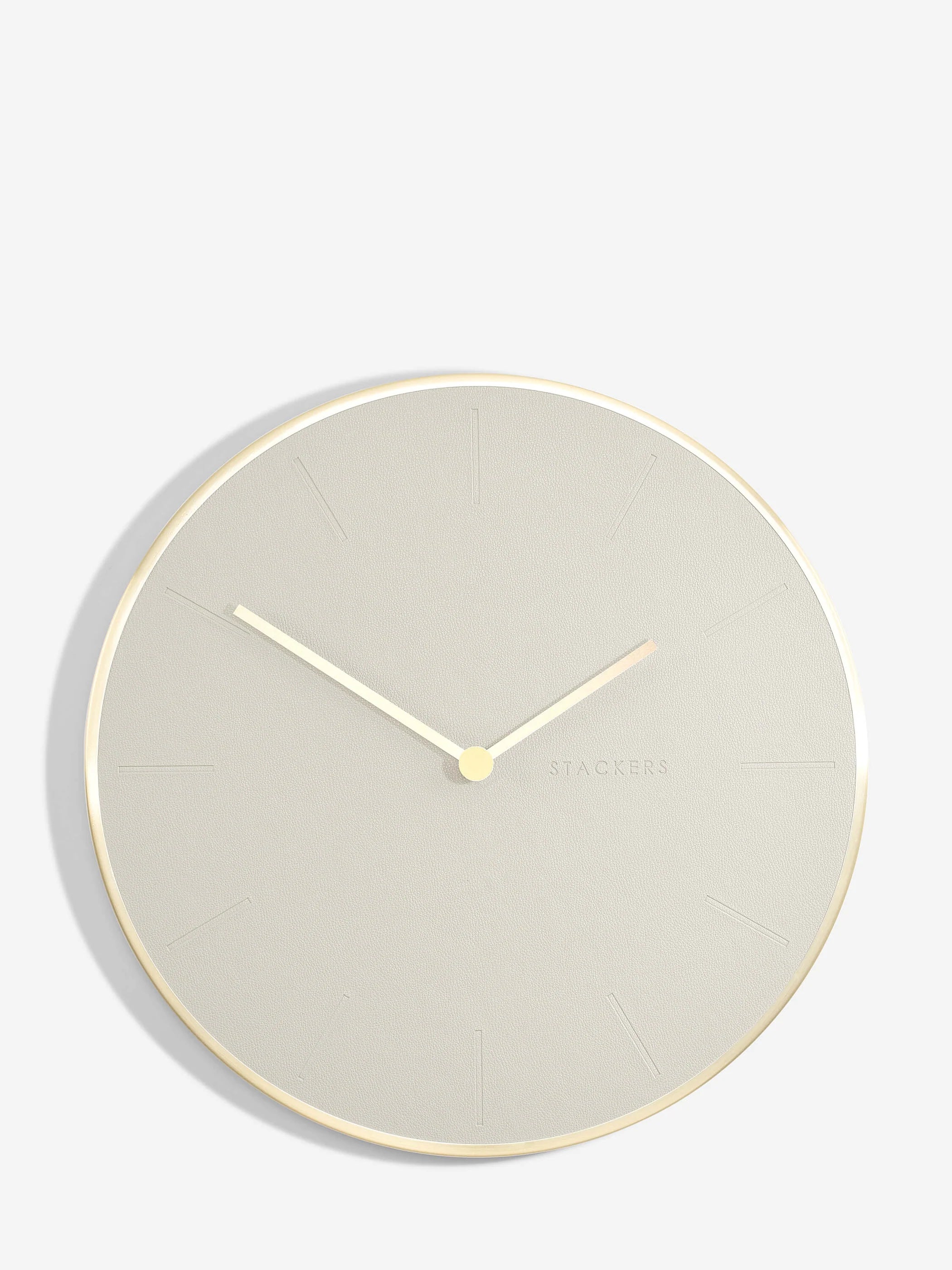 Oatmeal Brushed Gold PU Wall Clock - Home - Stackers Australia