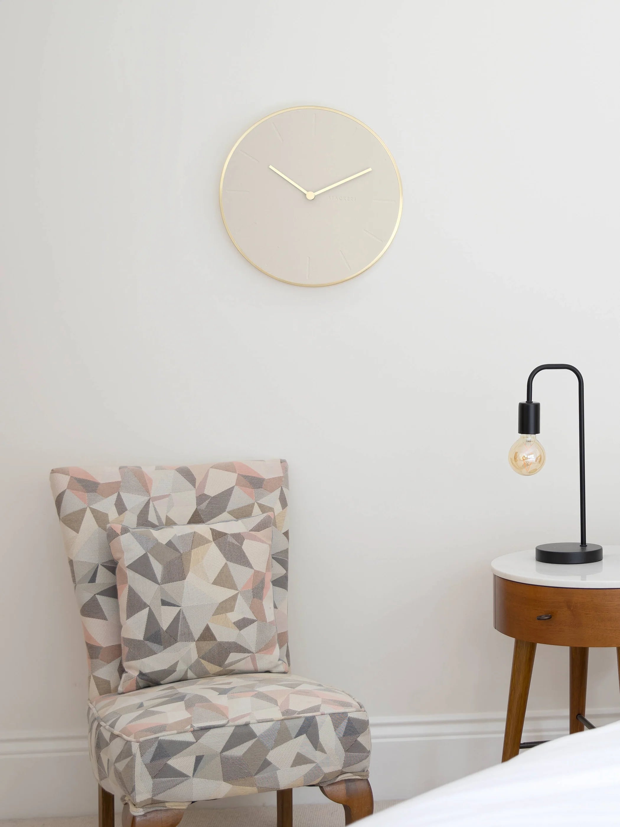 Oatmeal Brushed Gold PU Wall Clock - Home - Stackers Australia