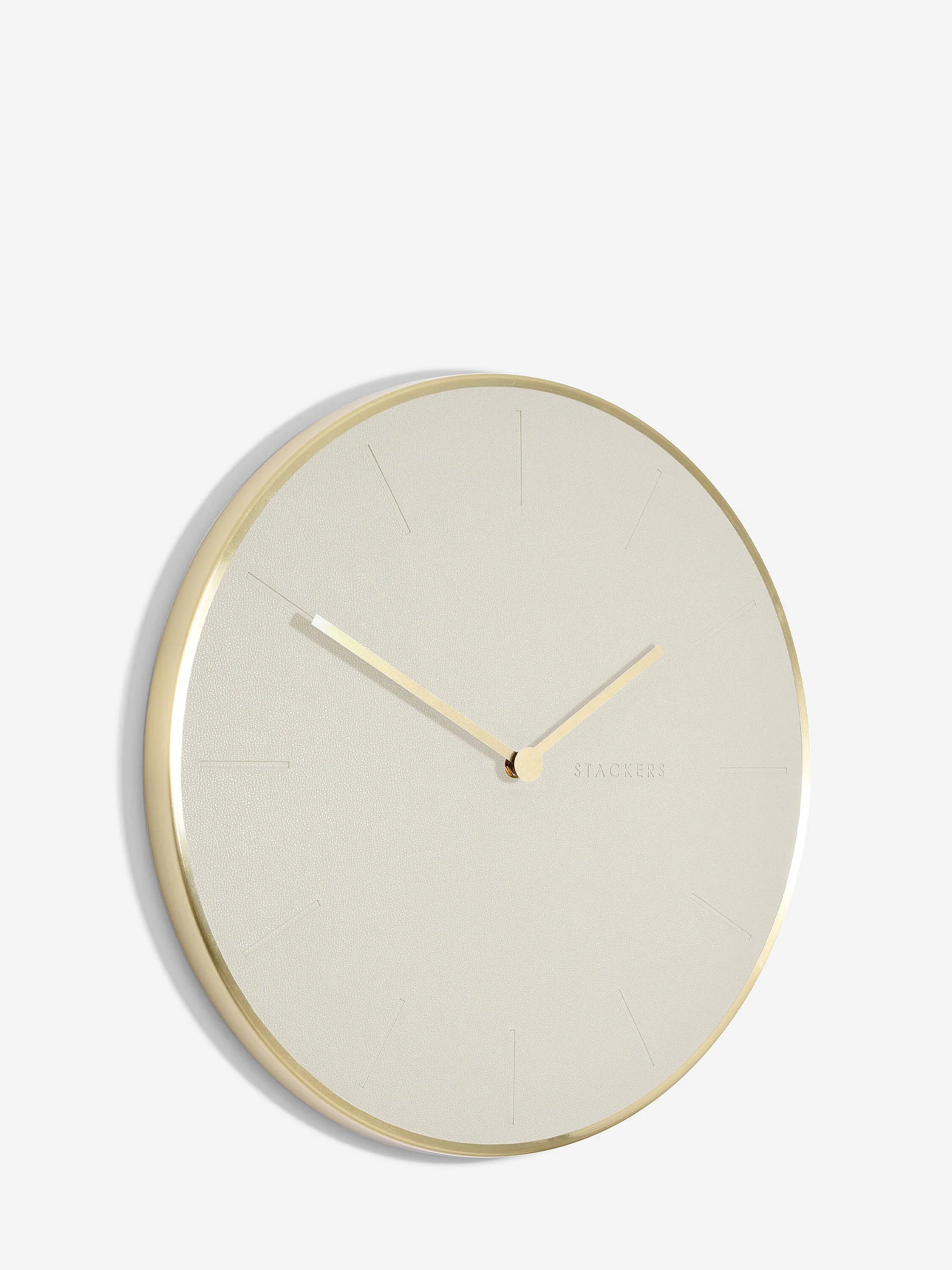 Oatmeal Brushed Gold PU Wall Clock - Home - Stackers Australia