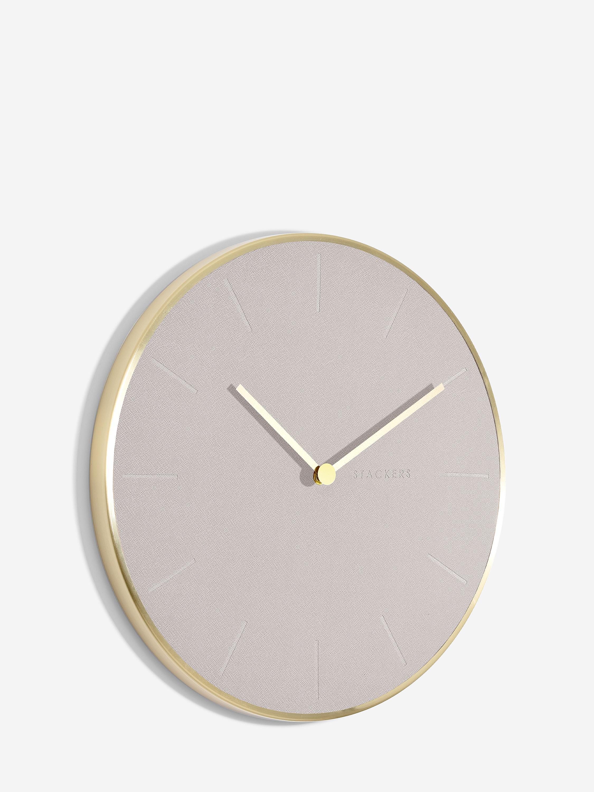 Taupe Brushed Gold PU Wall Clock - Home - Stackers Australia