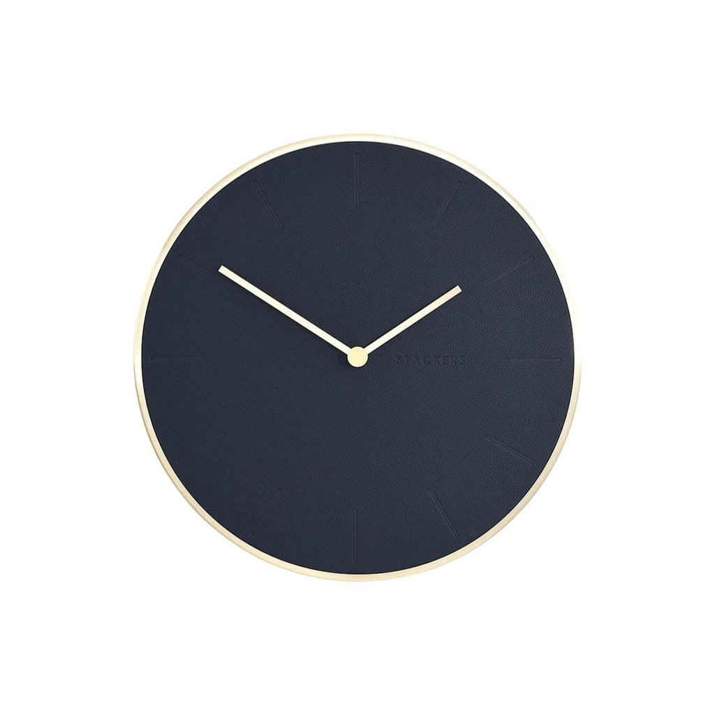 Navy Brushed Gold PU Wall Clock - Home - Stackers Australia