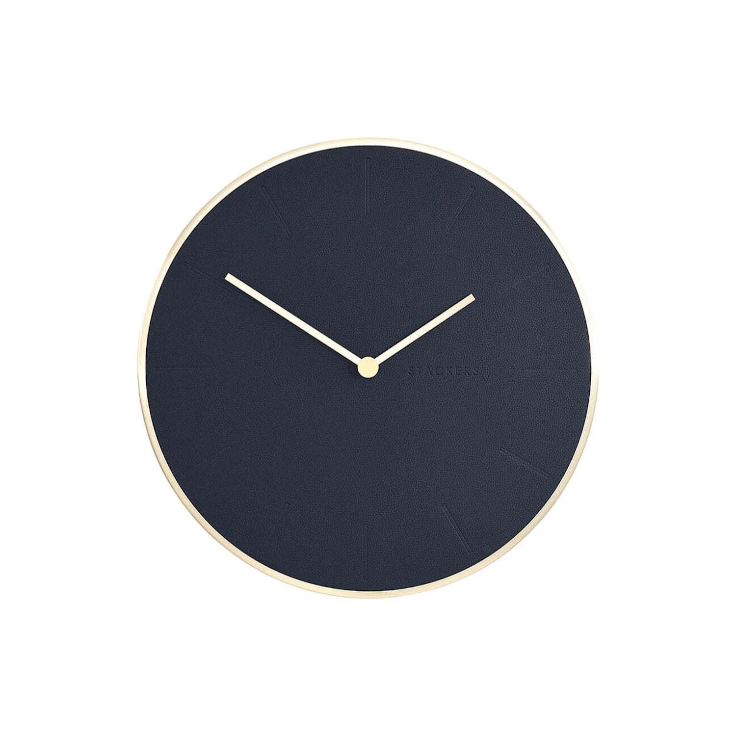 Navy Brushed Gold PU Wall Clock