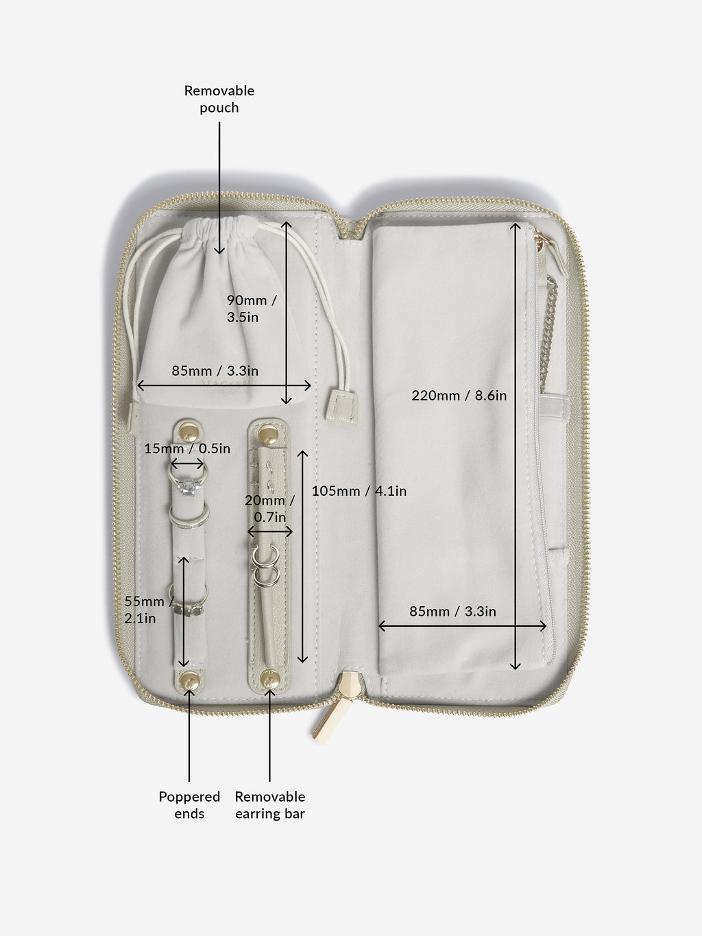 Oatmeal Jewellery Roll - Travel Jewellery Box - Stackers Australia