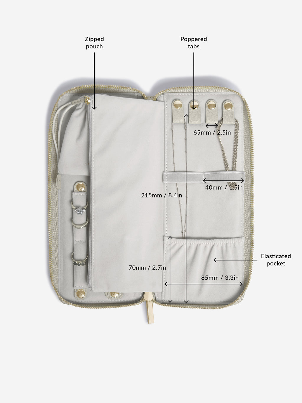 Oatmeal Jewellery Roll - Travel Jewellery Box - Stackers Australia