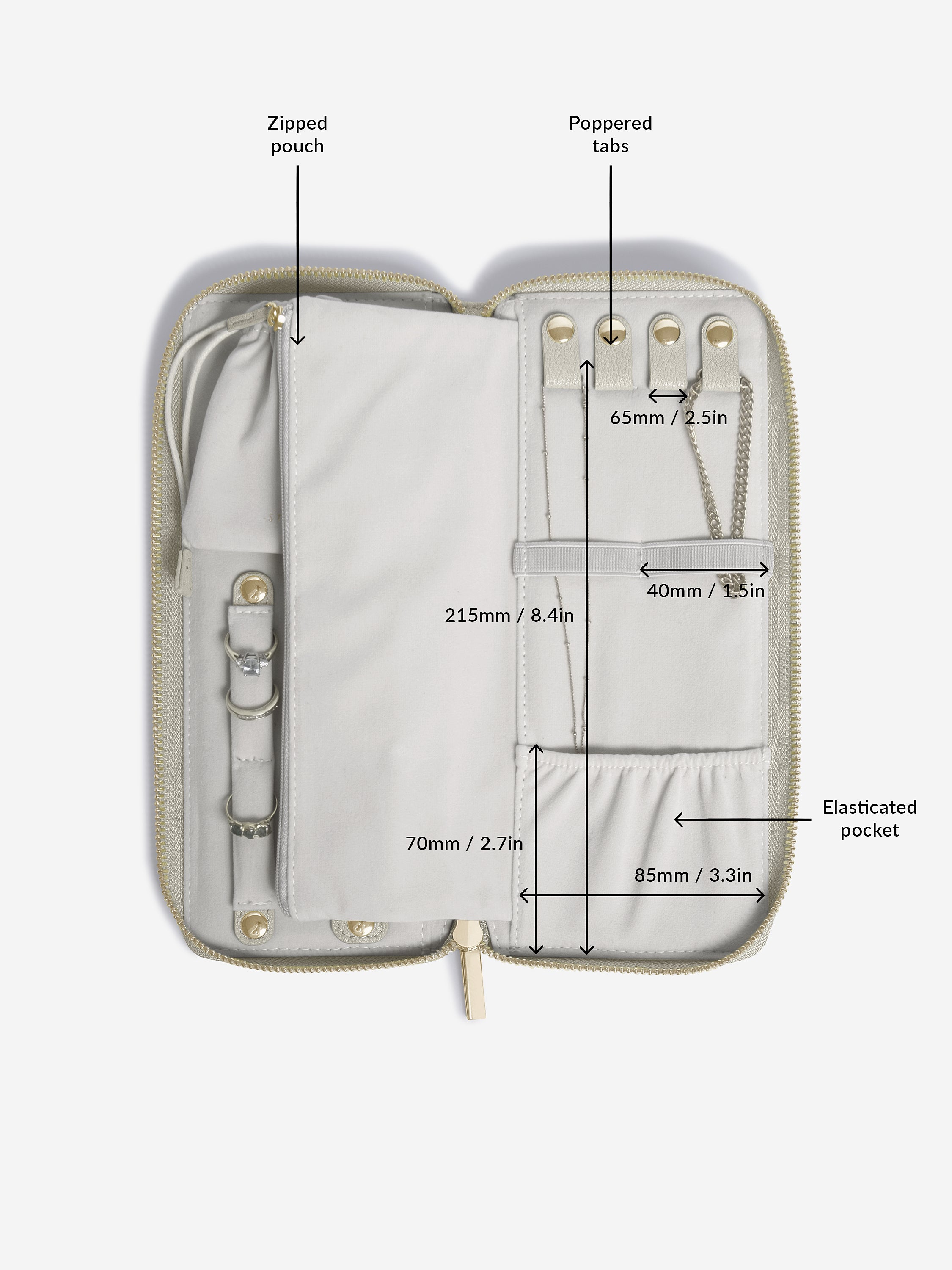 Oatmeal Jewellery Roll - Travel Jewellery Box - Stackers Australia