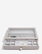 Taupe Supersize Glass Lid Drawer Layer - Jewellery Box Layer - Stackers Australia