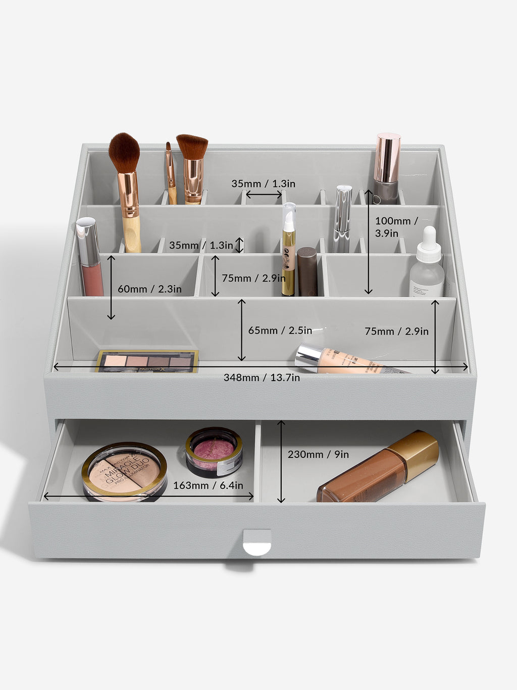 Pebble Grey Supersize Makeup Organiser