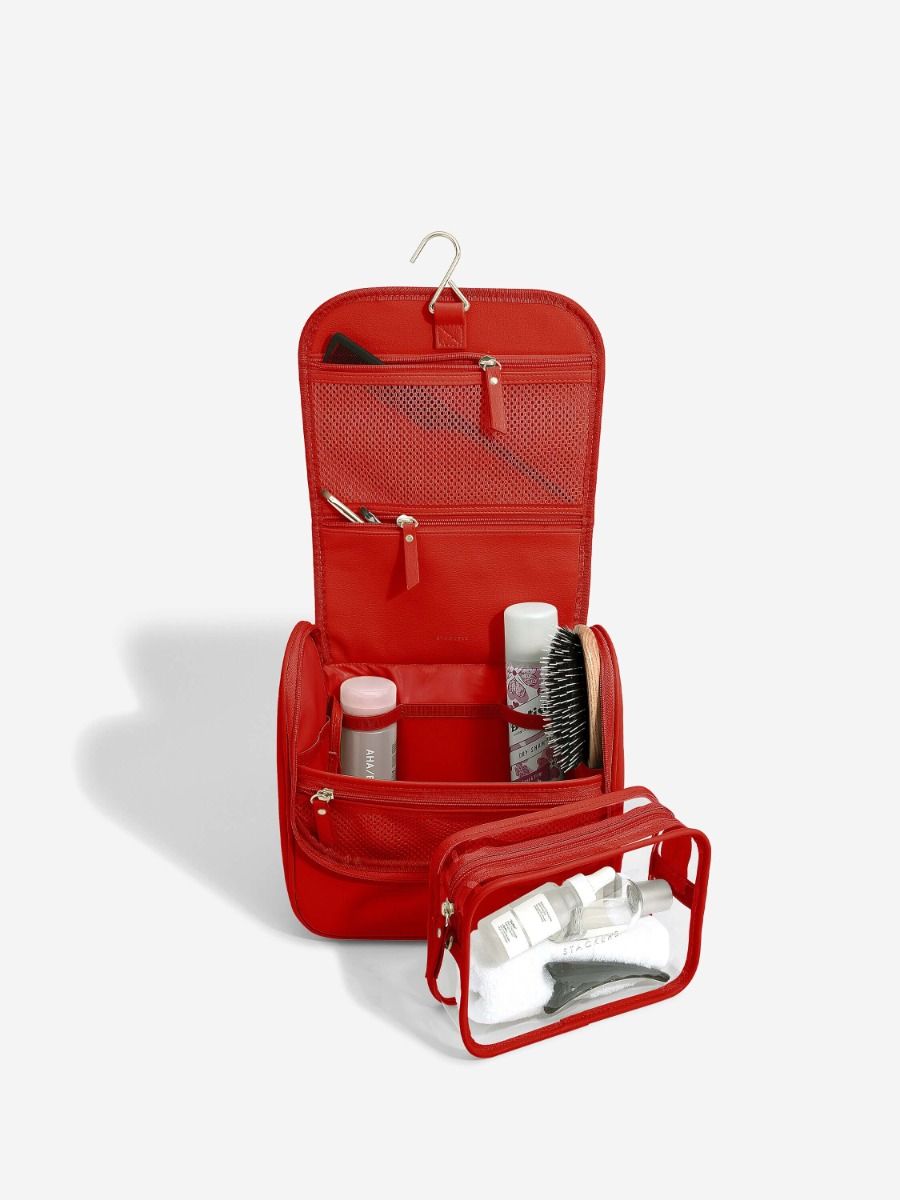 Large Hanging Toiletry Bag Red