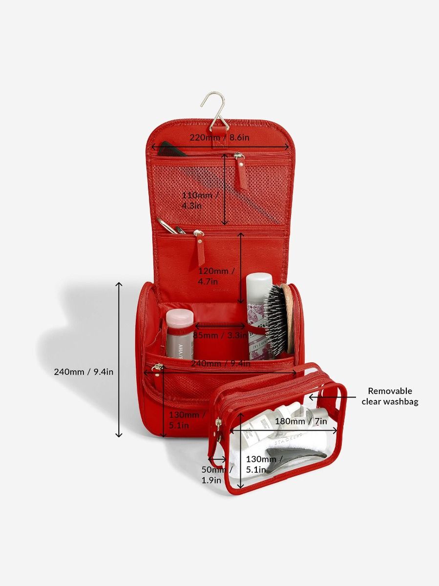 Large Hanging Toiletry Bag Red