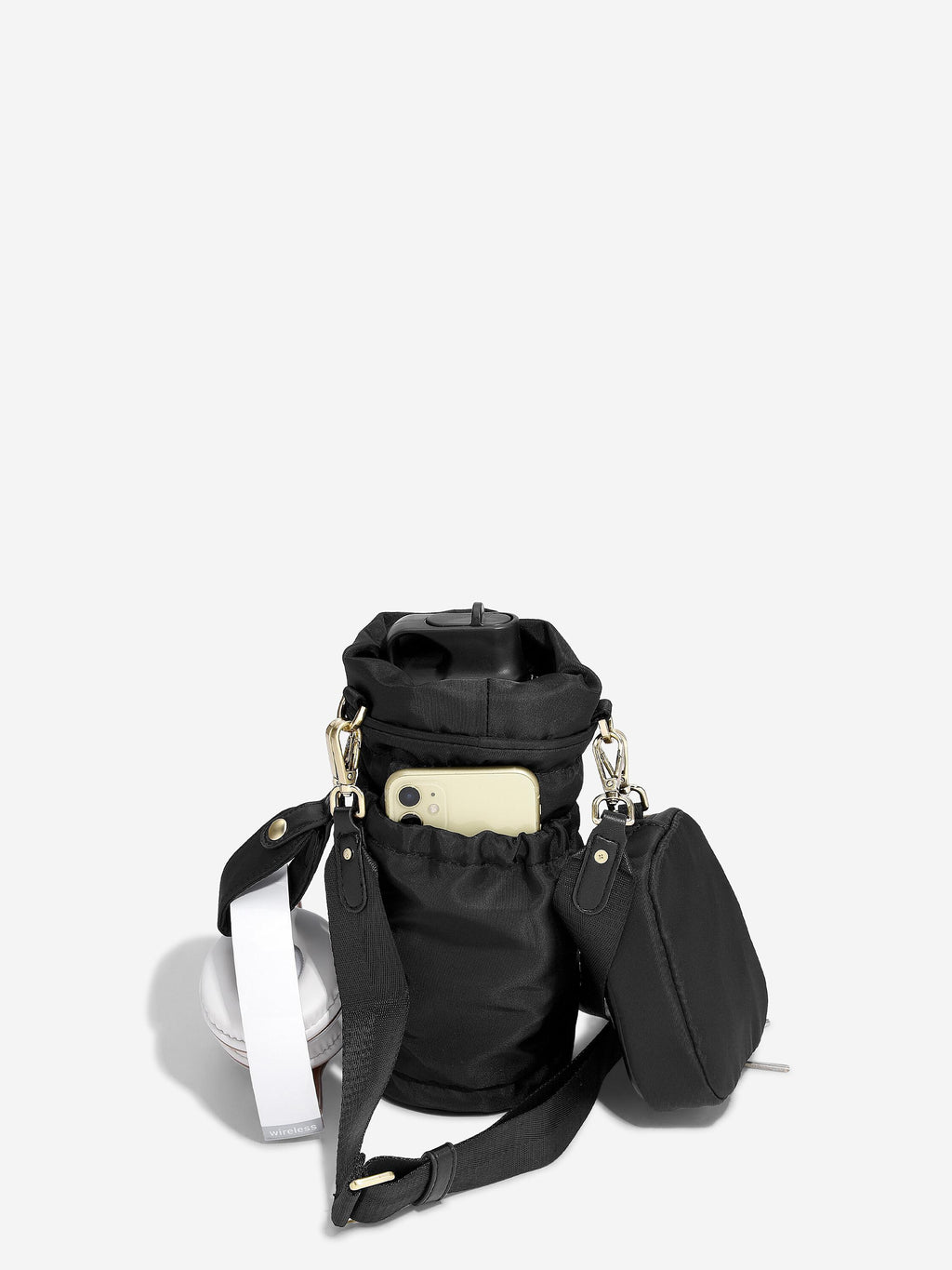 Recycled Nylon Black Bottle Bag