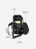 Recycled Nylon Black Bottle Bag