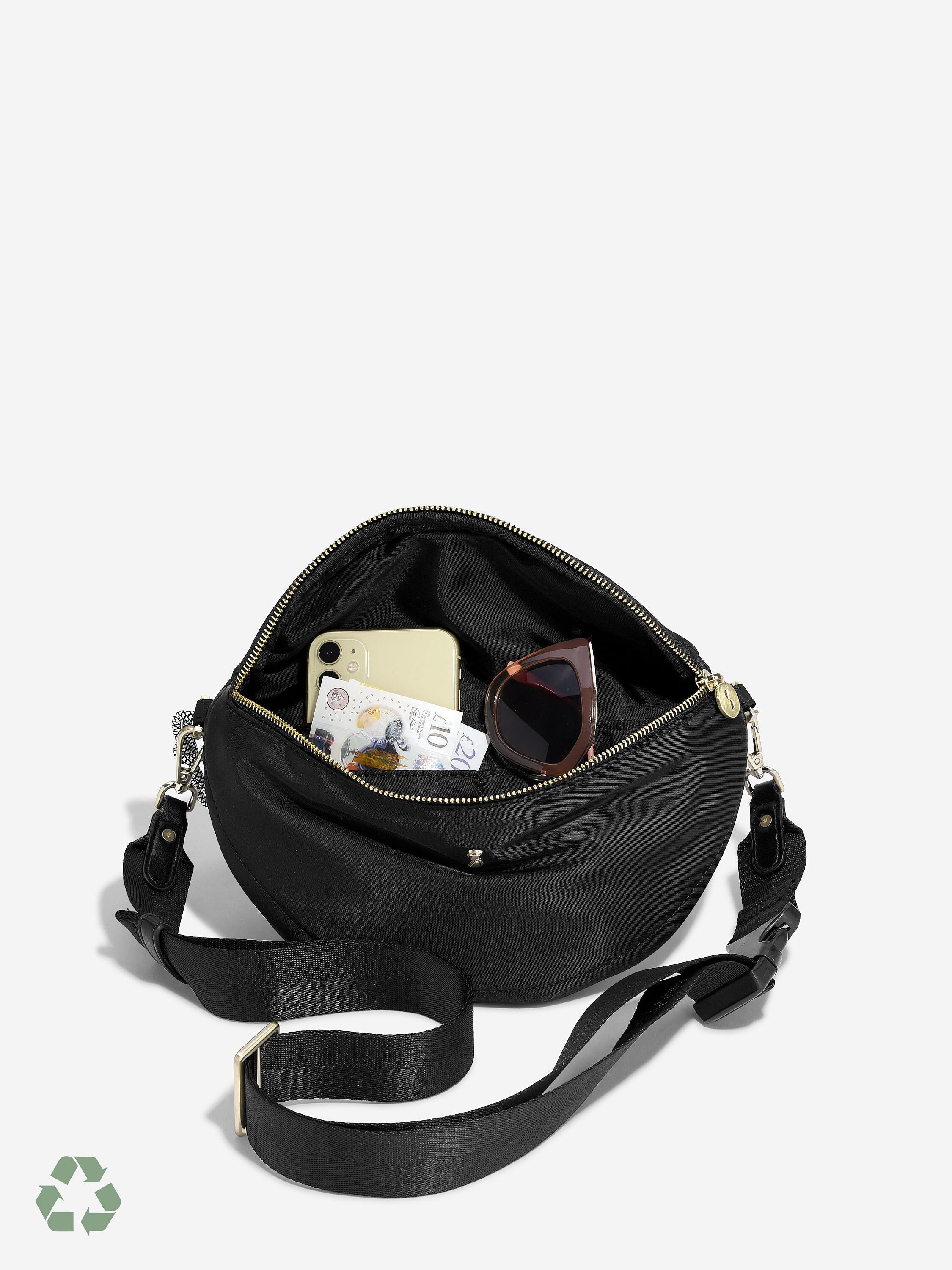 Black Recycled Nylon Bumbag
