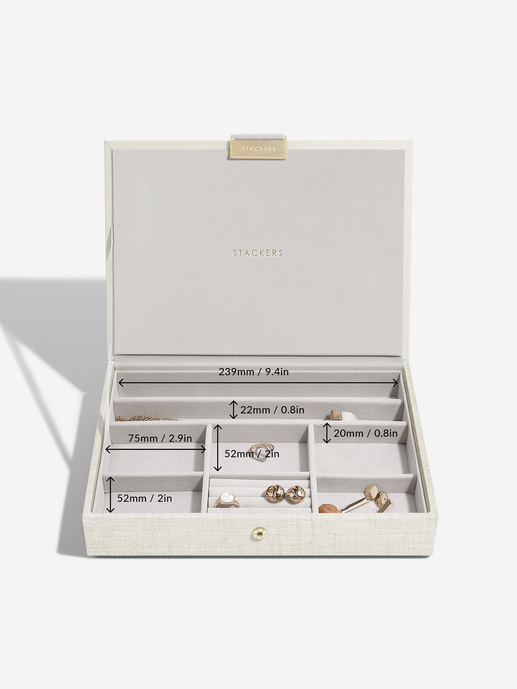Oatmeal Linen Classic Jewellery Box of 3 bundle - Jewellery Box - Stackers Australia