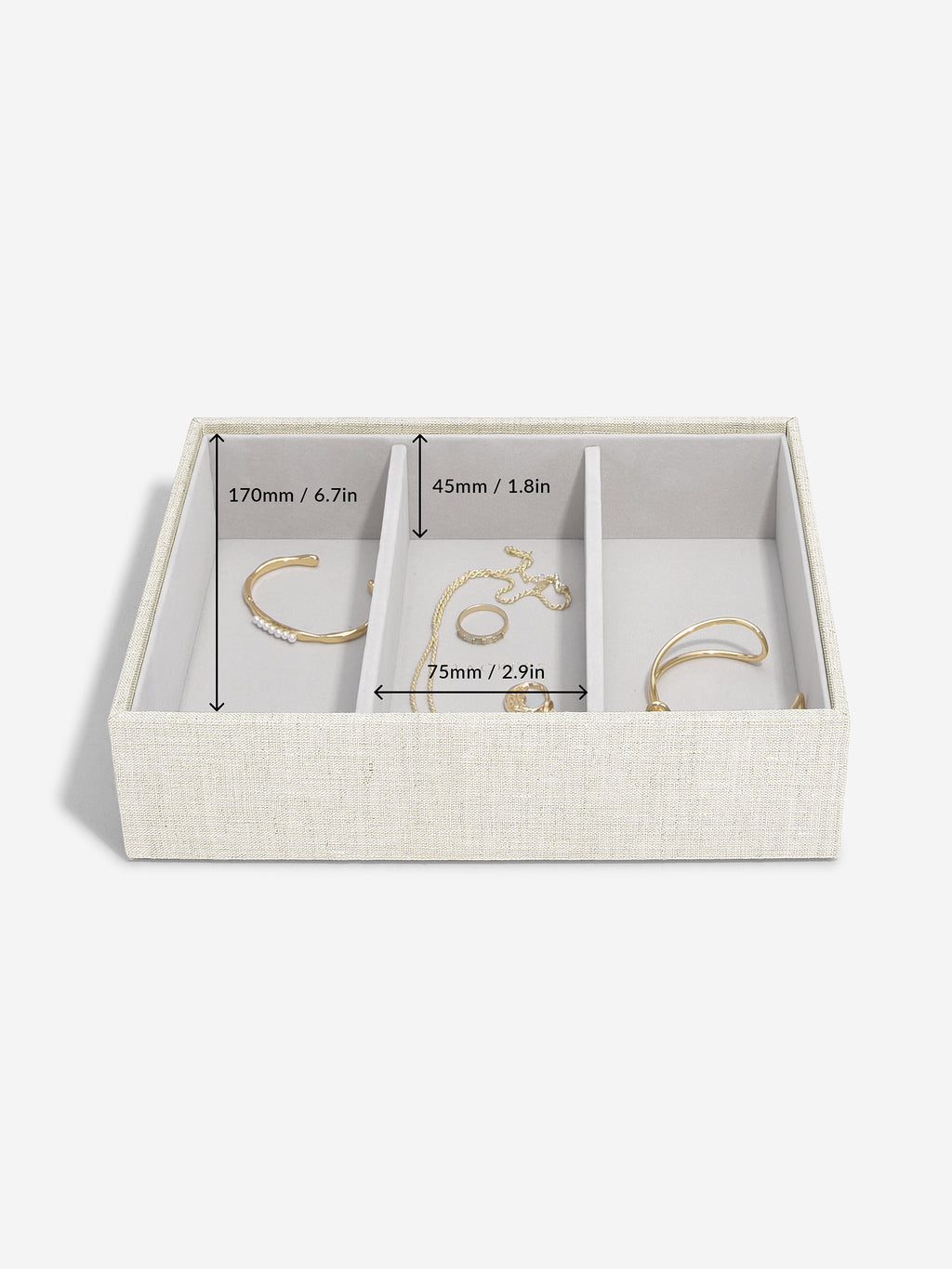 Oatmeal Linen Classic Jewellery Box of 3 bundle - Jewellery Box - Stackers Australia