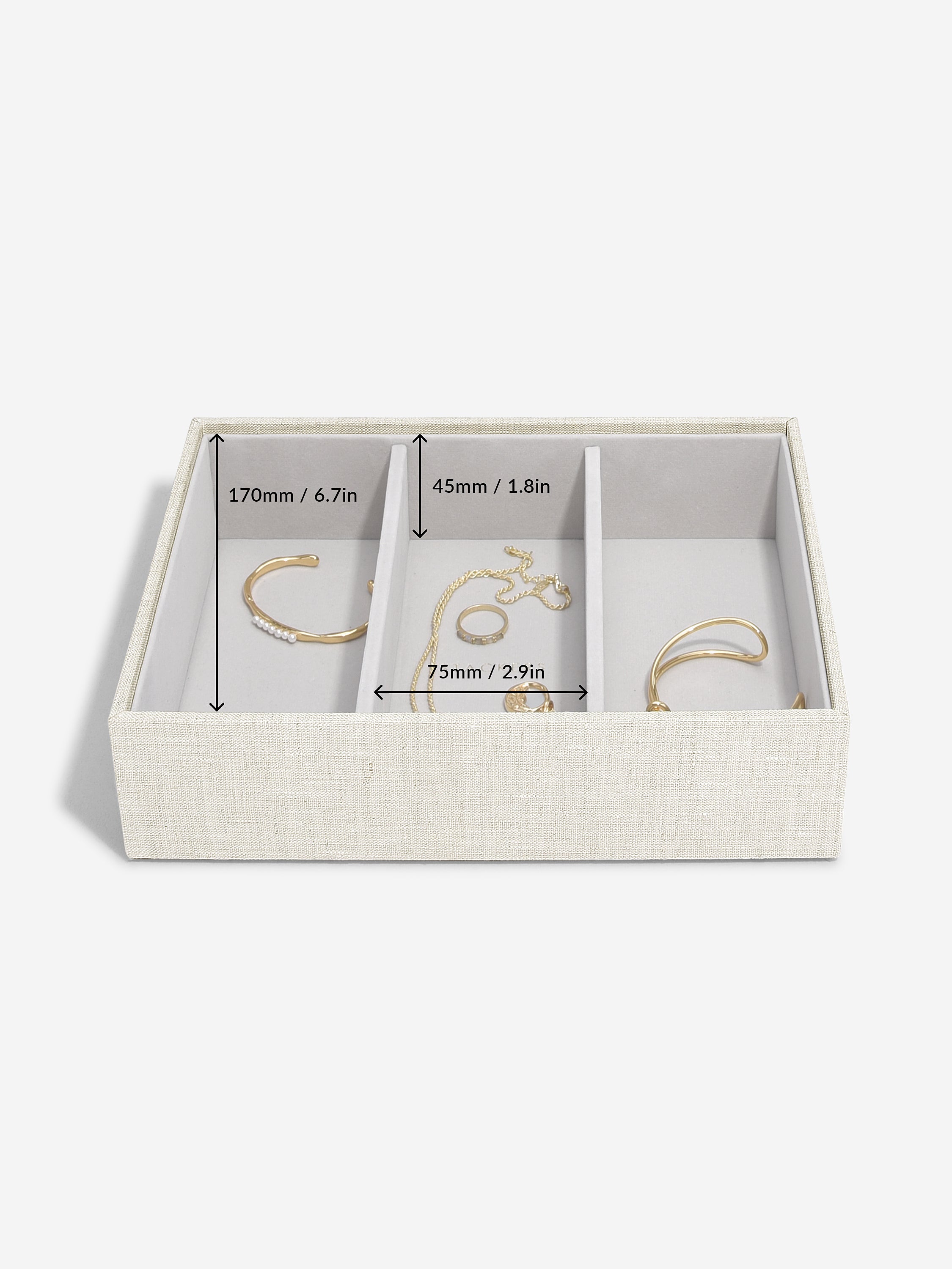 Oatmeal Linen Classic Jewellery Box of 3 bundle - Jewellery Box - Stackers Australia