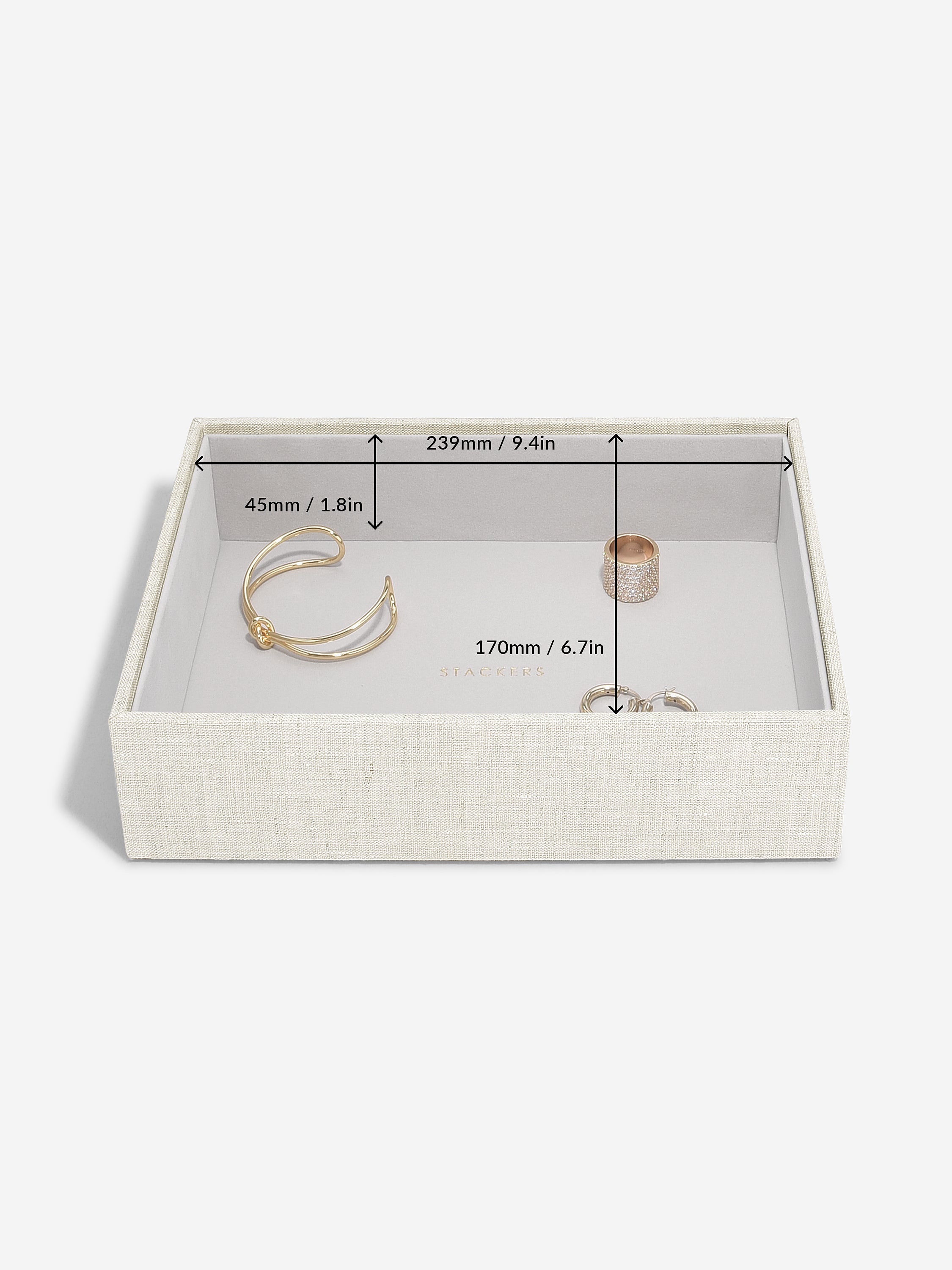 Oatmeal Linen Classic Jewellery Box of 3 bundle - Jewellery Box - Stackers Australia