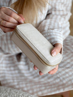 Oatmeal & Linen Medium Zipped Travel Jewellery Box