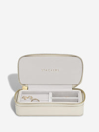 Oatmeal & Linen Medium Zipped Travel Jewellery Box - Travel Jewellery Box - Stackers Australia