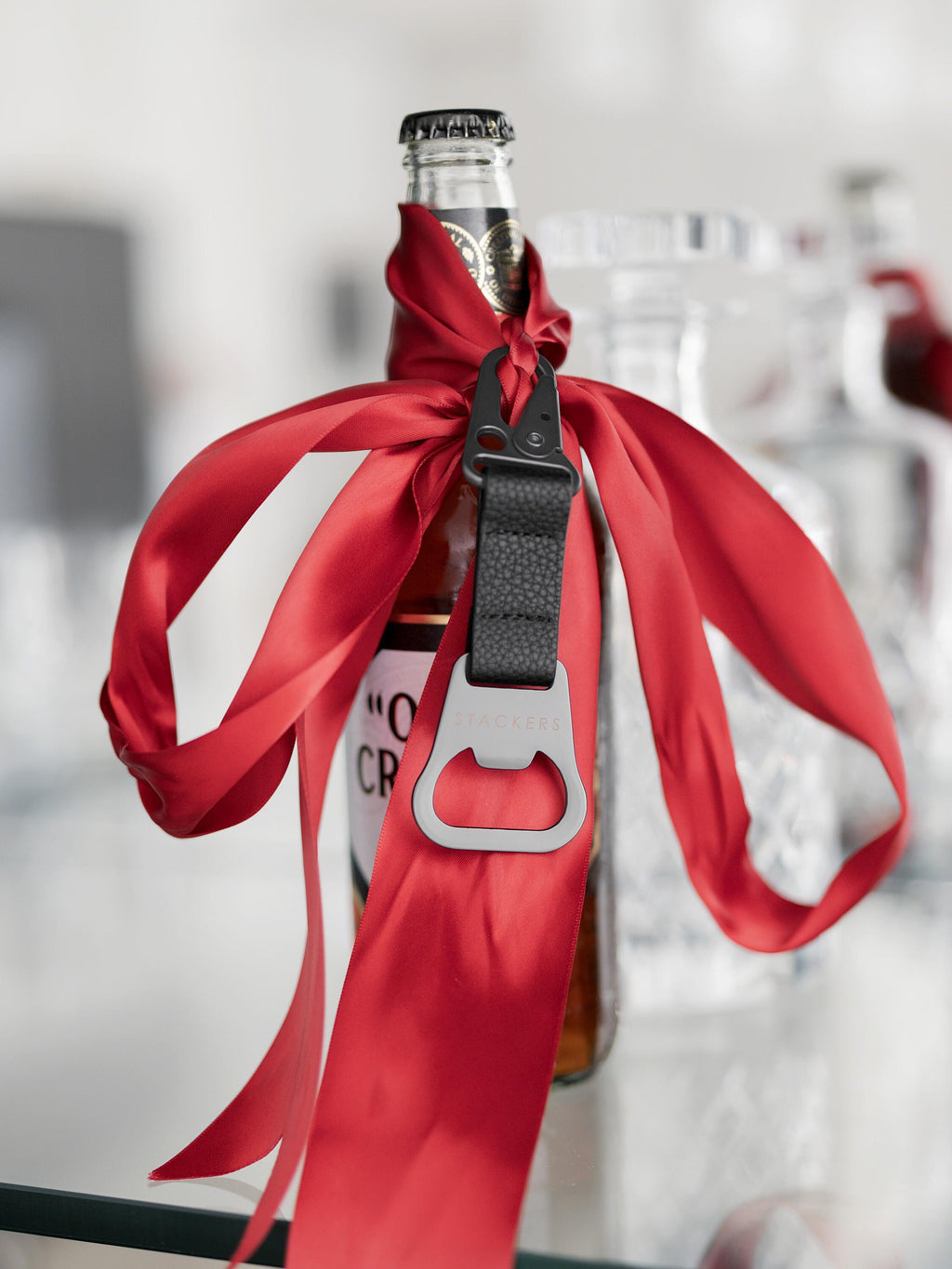 Black Bottle Opener Keyring