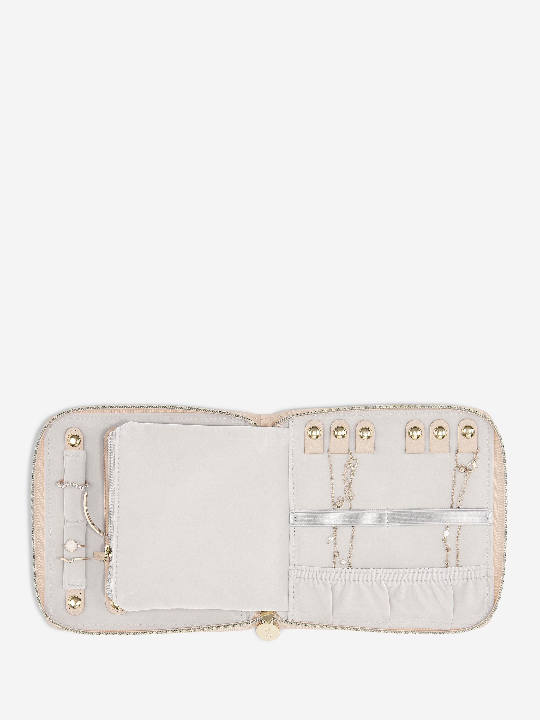 SQUARE JEWELLERY ROLL BLUSH PINK RAFFIA