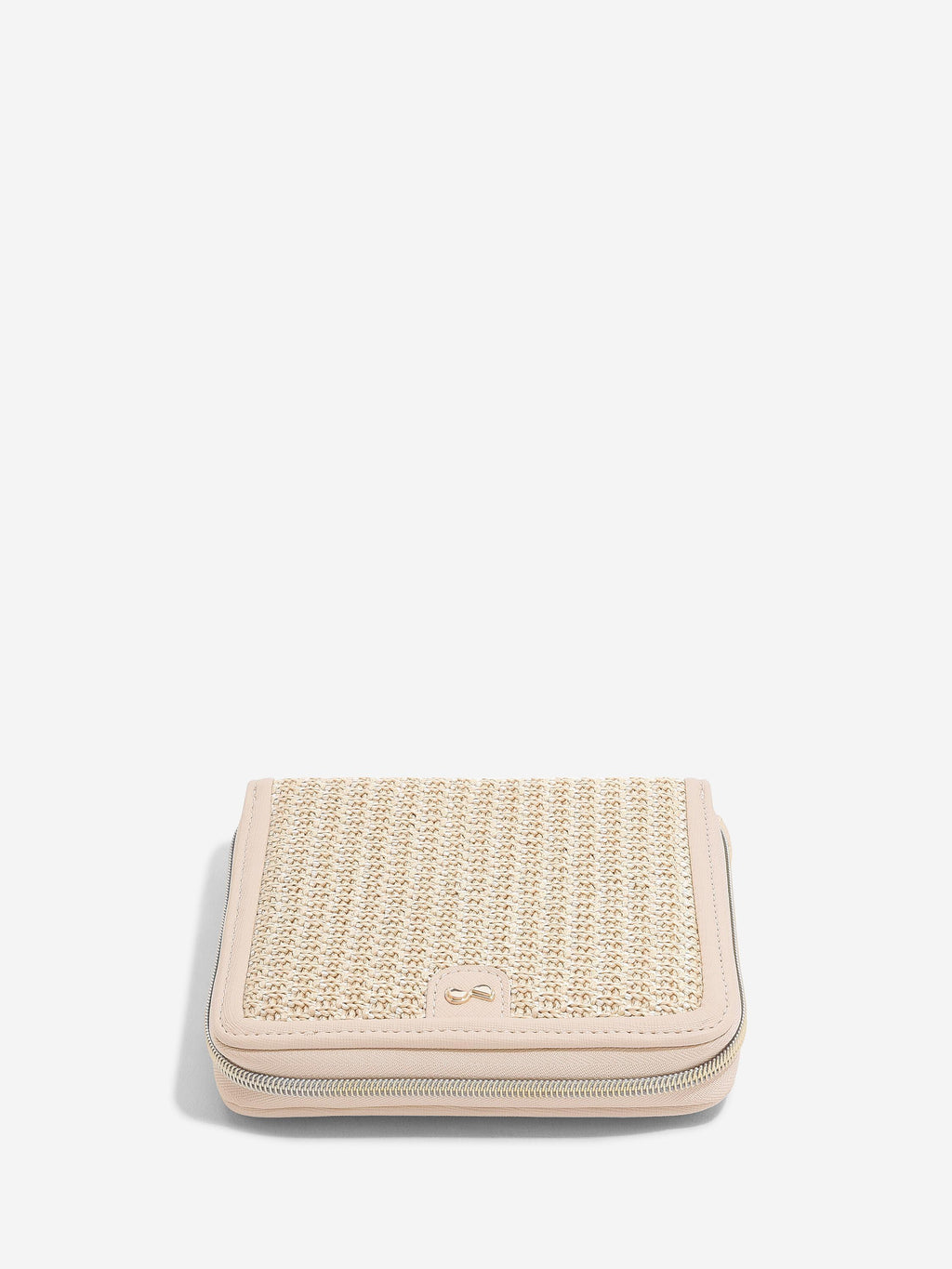 SQUARE JEWELLERY ROLL BLUSH PINK RAFFIA
