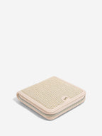 SQUARE JEWELLERY ROLL BLUSH PINK RAFFIA