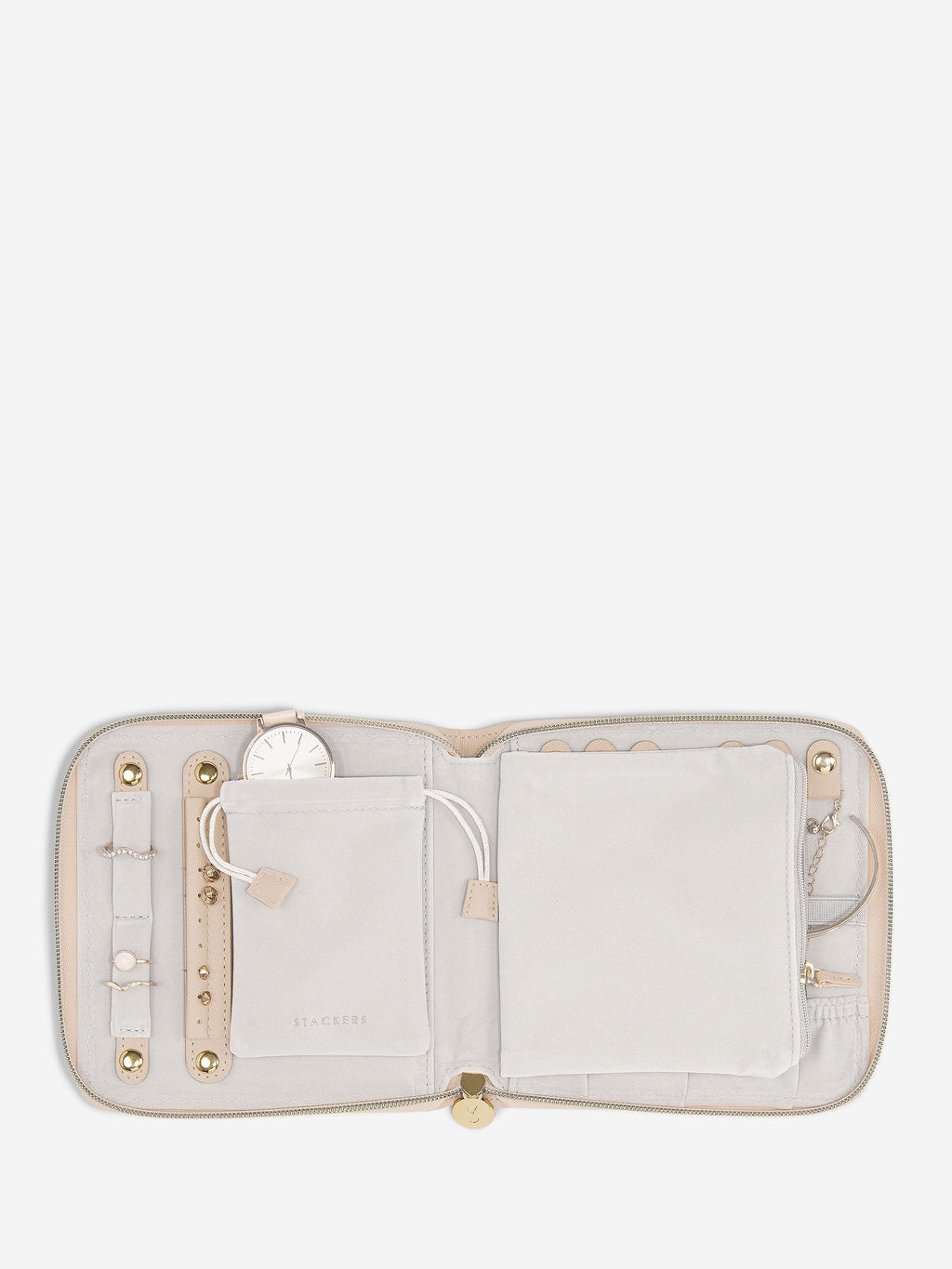 SQUARE JEWELLERY ROLL BLUSH PINK RAFFIA