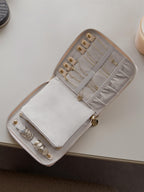 SQUARE JEWELLERY ROLL BLUSH PINK RAFFIA