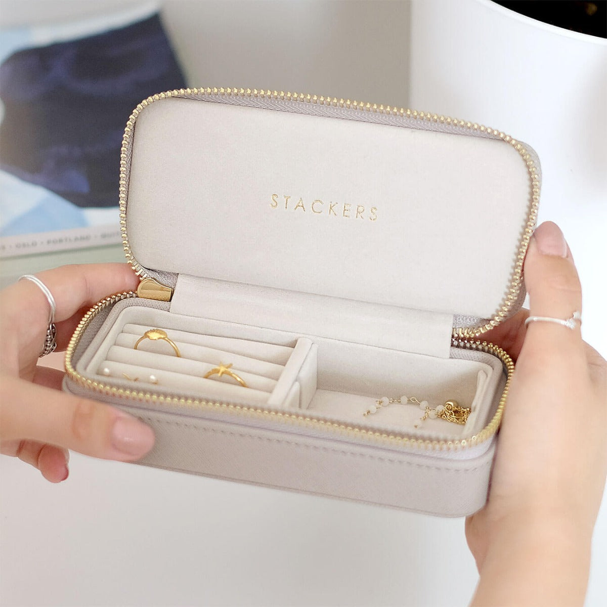 Taupe Medium Travel Jewellery Box Stackers