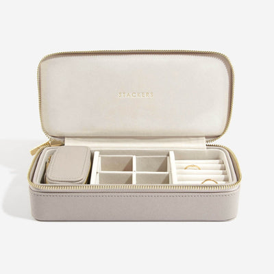 Taupe Large Travel Jewellery Box - Travel Jewellery Box - Stackers Australia