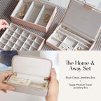 The Home & Away Set: Blush Classic Jewellery Box & Taupe Medium Travel Jewellery Box