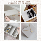 Oatmeal Linen Classic Jewellery Box of 3 bundle - Jewellery Box - Stackers Australia