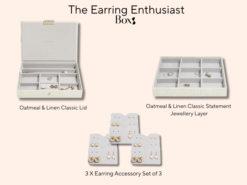 The Earring Enthusiast Box (Oatmeal & Linen) - Jewellery Box Accessories - Stackers Australia