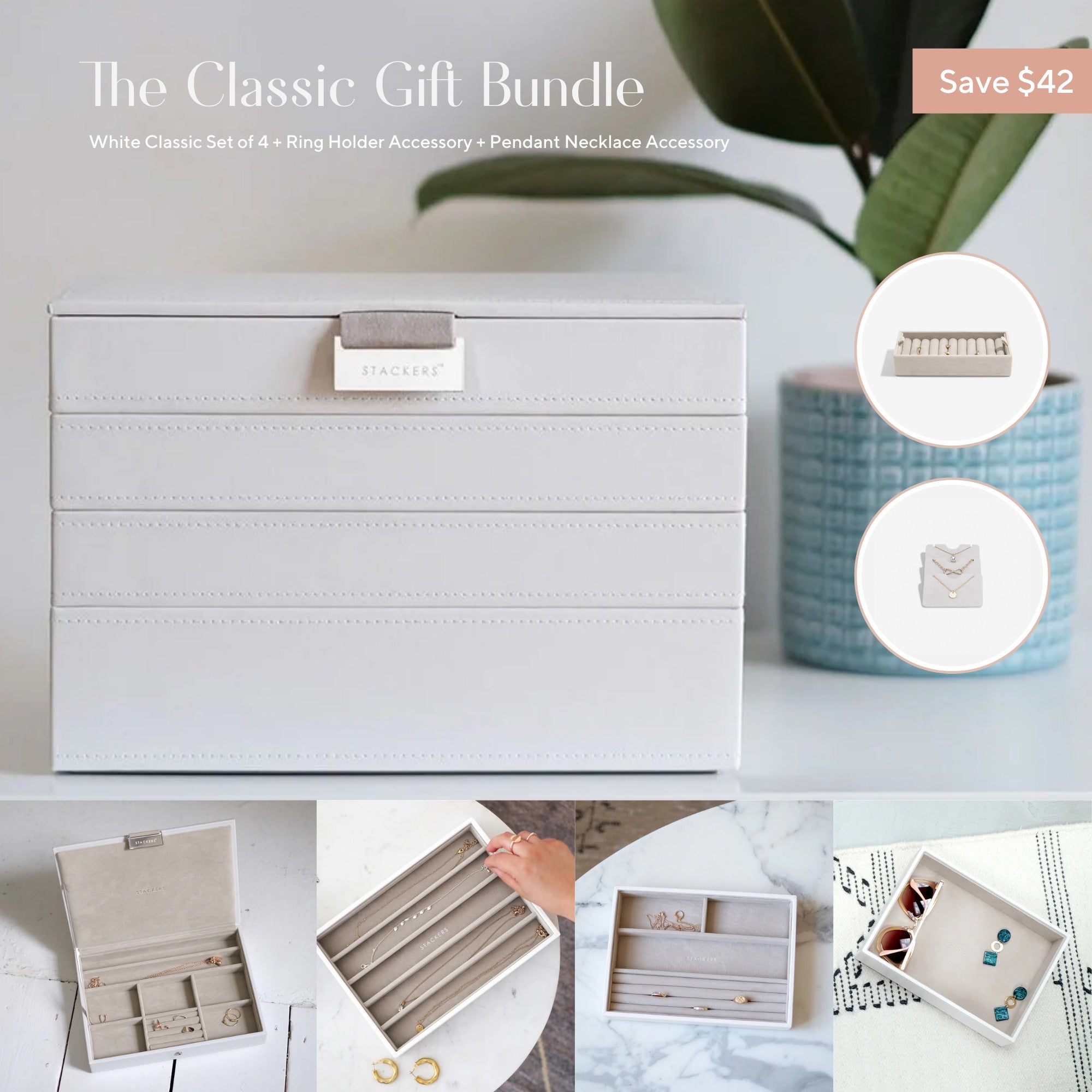 The Classic White Gift Bundle - Jewellery Box - Stackers Australia
