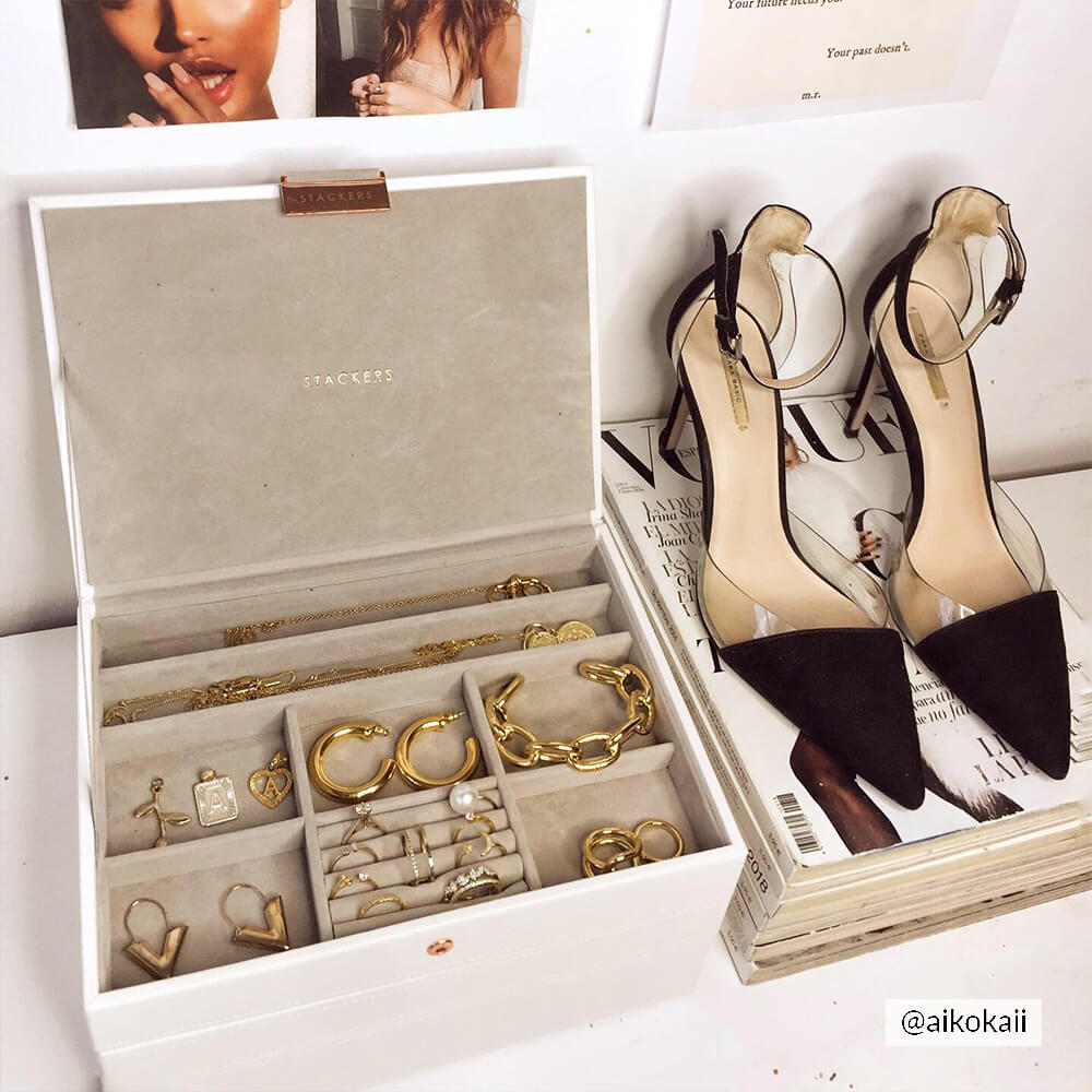 White & Rose Gold Classic Jewellery Box Stackers