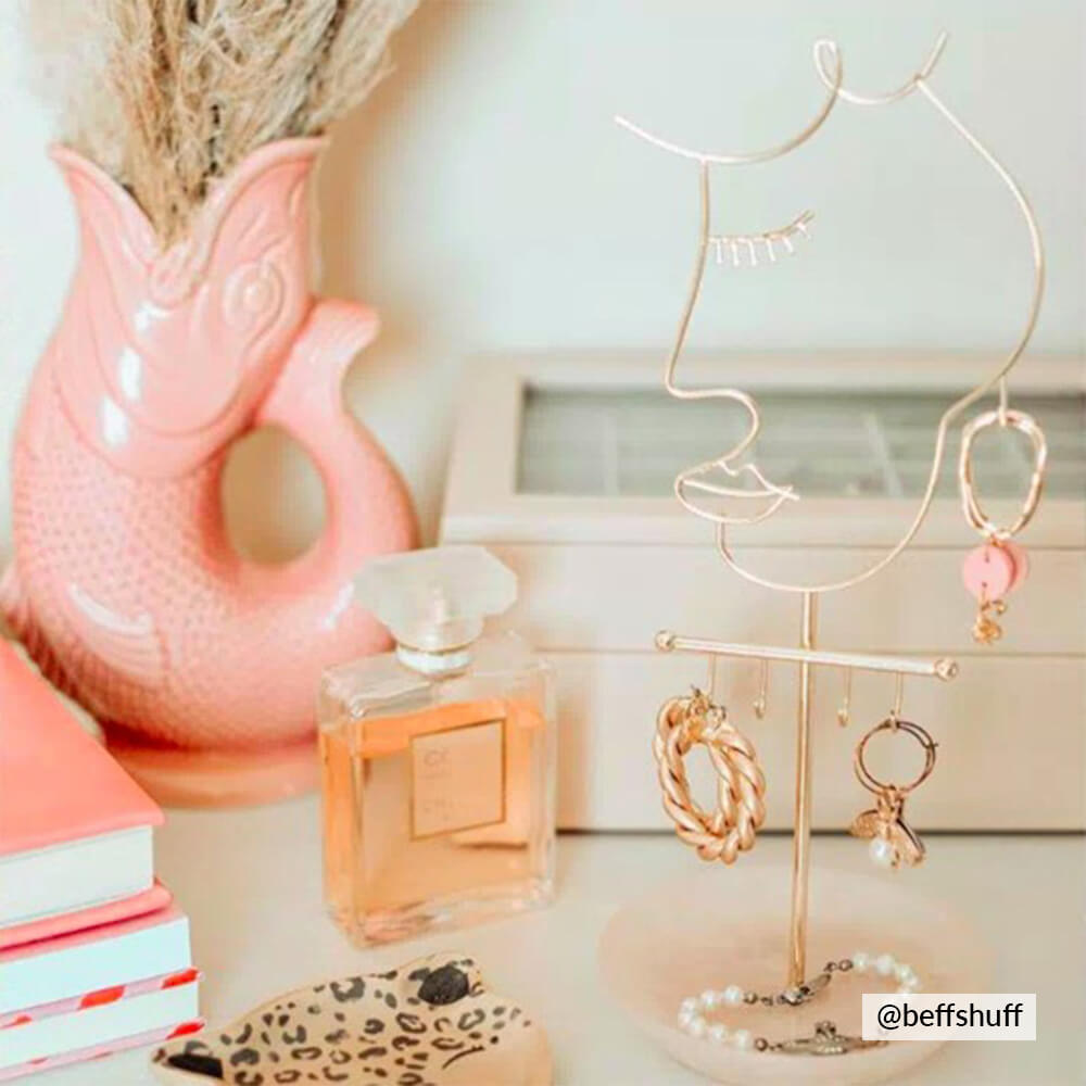 Rose Quartz 5-Hook Face Jewellery Stand Stackers