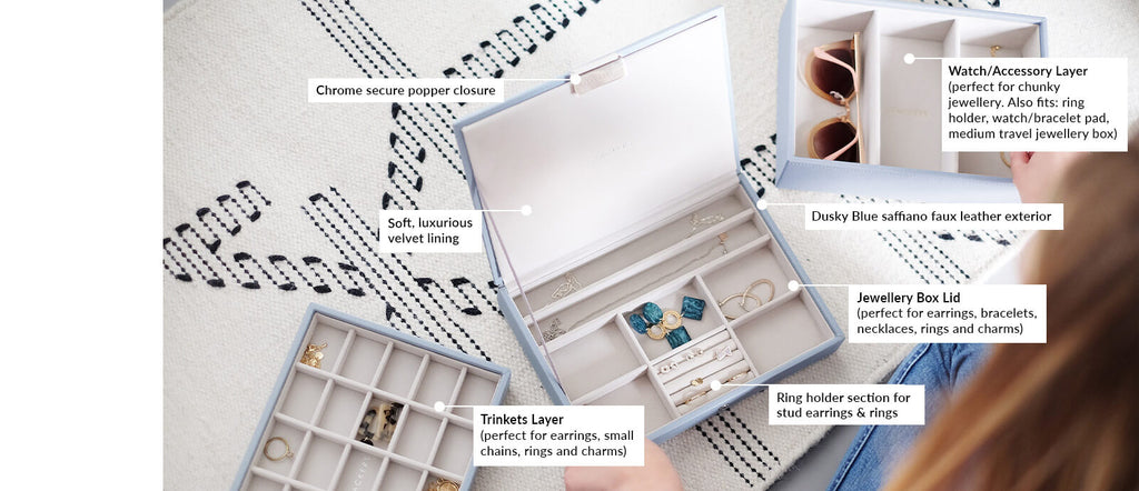 Dusky Blue Classic Jewellery Box Stackers