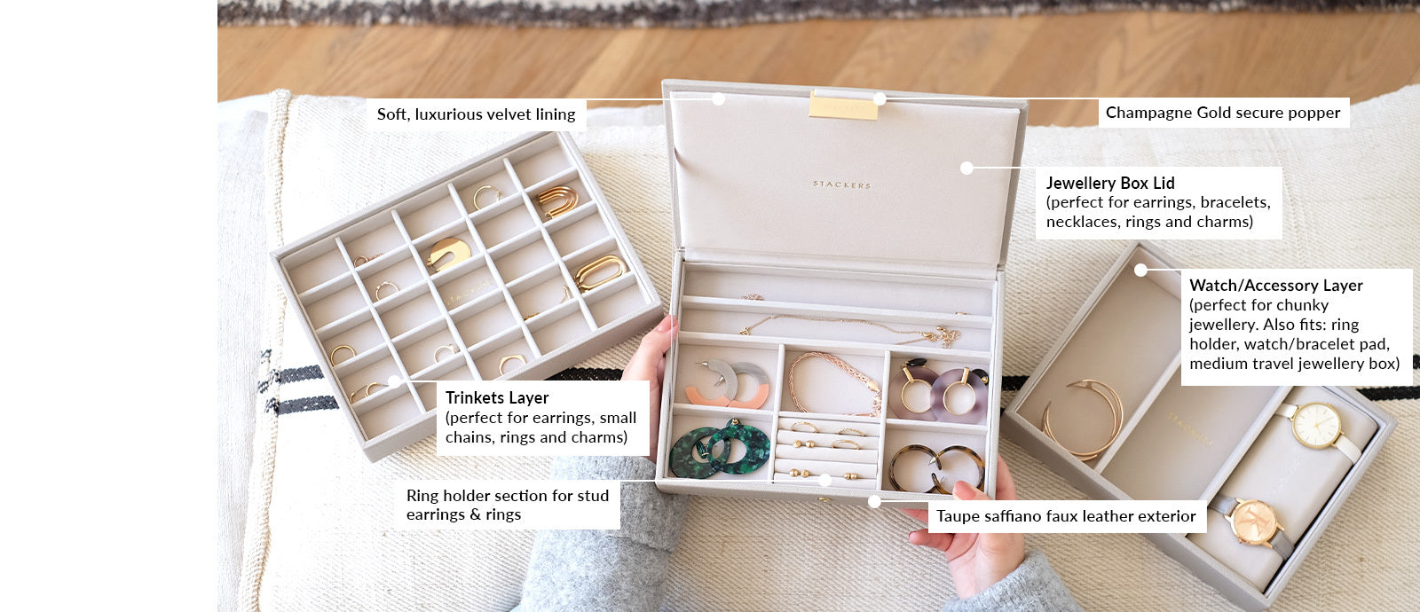 Taupe Classic Jewellery Box Stackers
