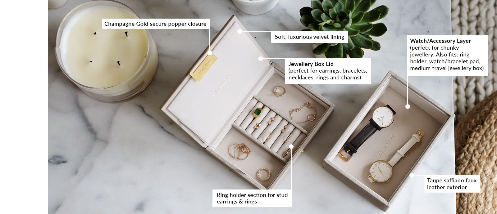 Taupe Mini Jewellery Box Stackers