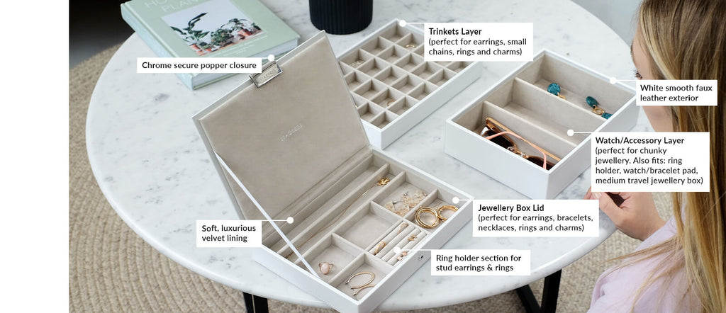White Classic Jewellery Box Stackers