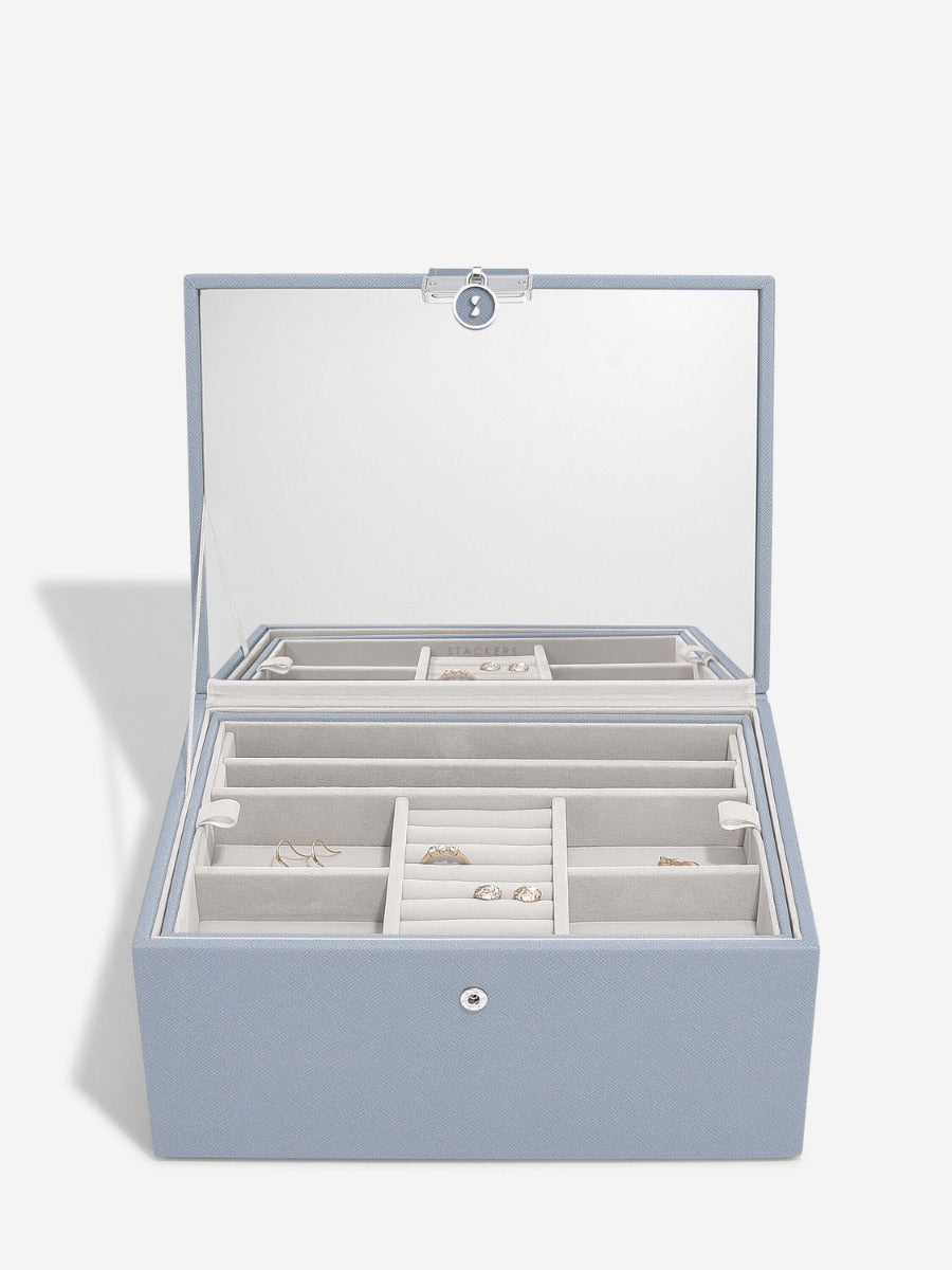 Dusky Blue Luxury Classic Jewellery Box Stackers