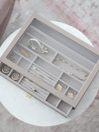 Taupe Supersize Glass Lid Drawer Layer - Jewellery Box Layer - Stackers Australia