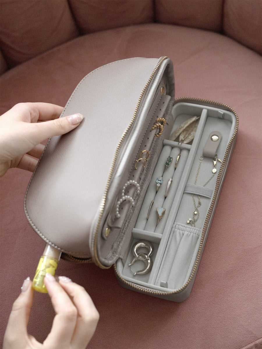 Taupe Cosmetic and Jewellery Bag - Makeup Bag - Stackers Australia